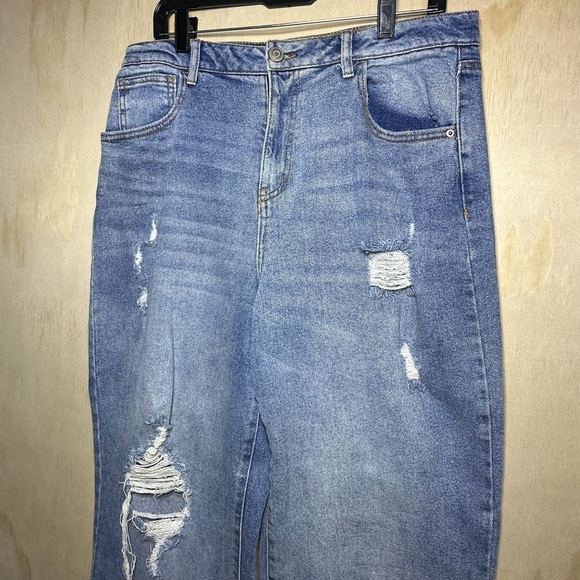 SO Super High Rise Wide Leg Jeans with Distressed Vintage Style Size 15 - Picture 2 of 10